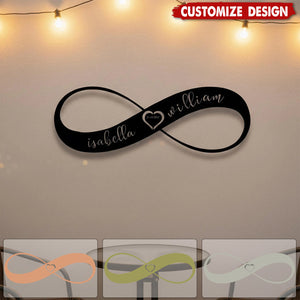Personalized Infinity Heart Metal Wall Art-Couple Names & Date