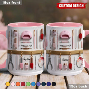 Personalized Nail Tech Accent Mug - Gift for Nail Salon Professionals