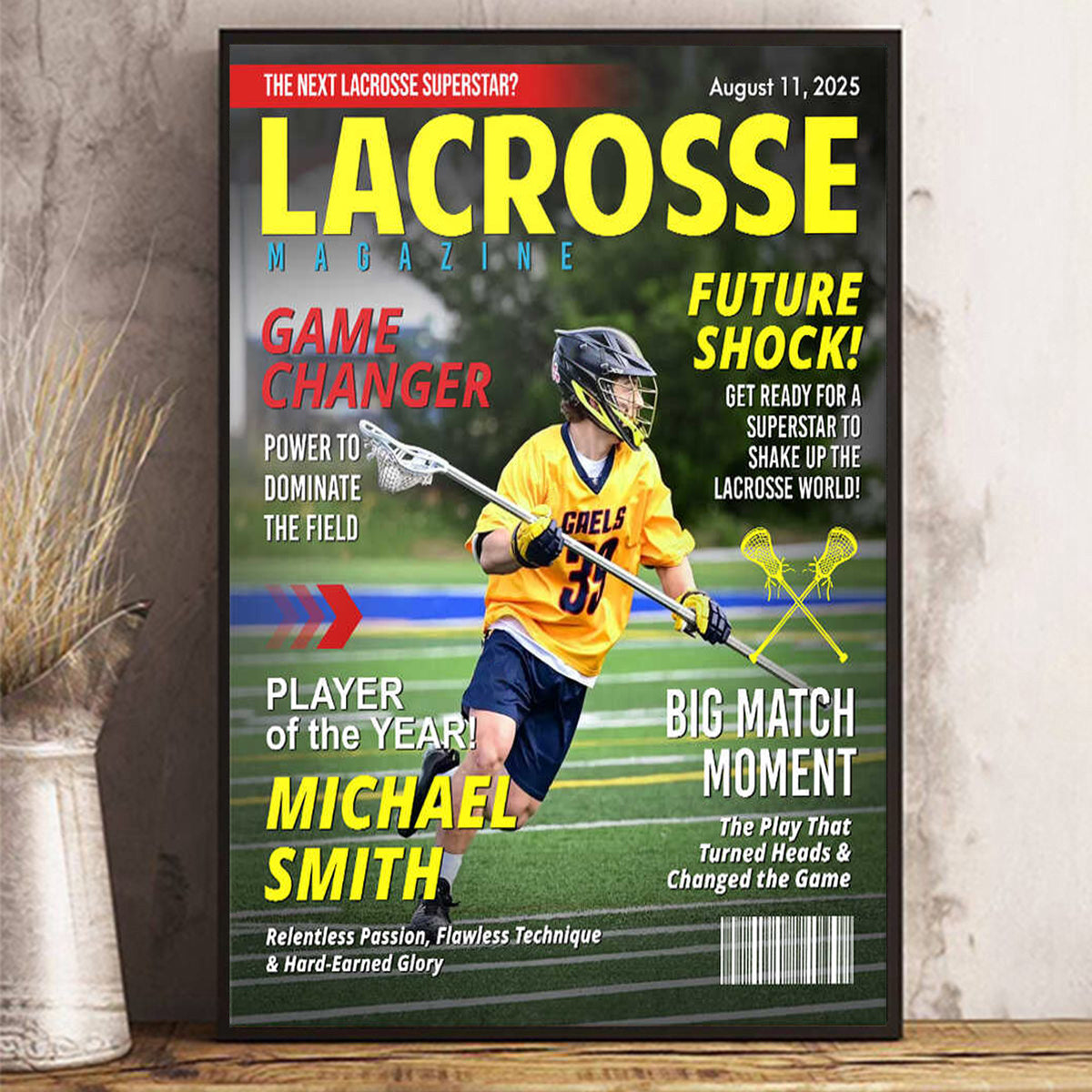Custom Lacrosse Magazine Cover Poster, Gift For Lacrosse Player