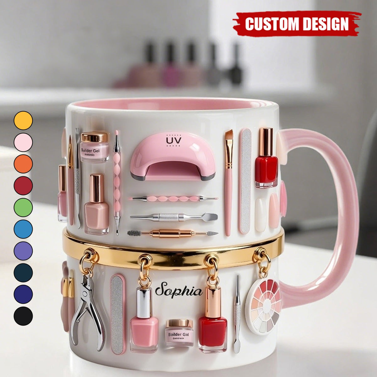 Personalized Nail Tech Accent Mug - Gift for Nail Salon Professionals