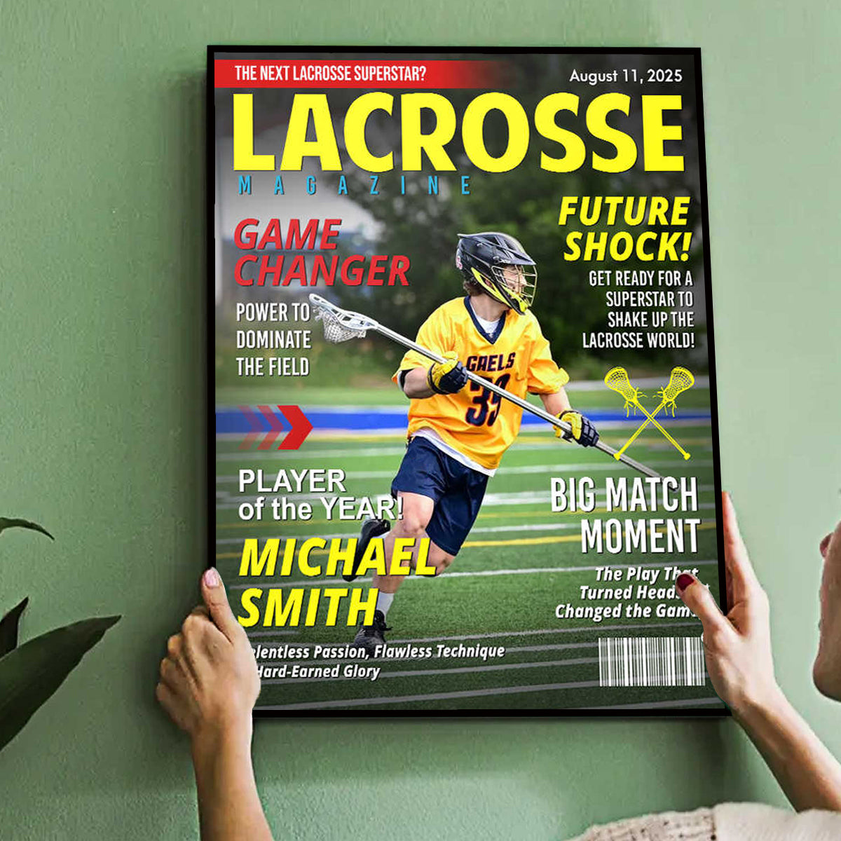 Custom Lacrosse Magazine Cover Poster, Gift For Lacrosse Player