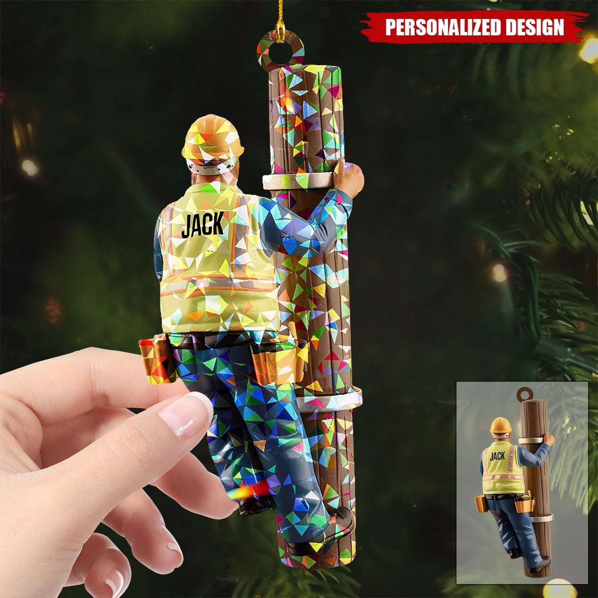 Personalized Lineman Christmas Ornament