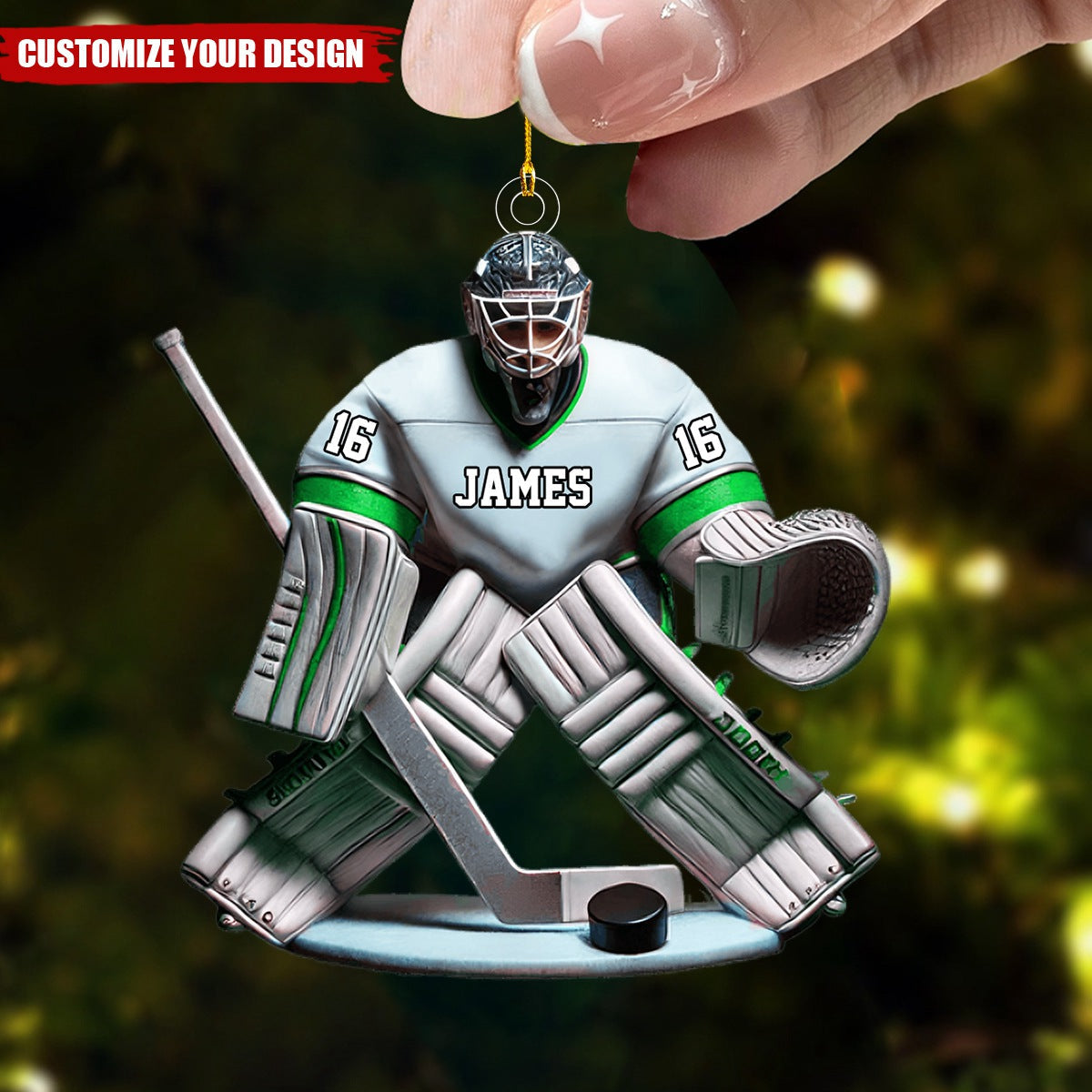 Personalized Hockey Goalie Christmas Ornament