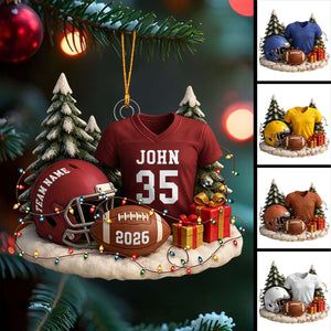 Personalized Football Ornament 2026，Custom Jersey & Helmet Keepsake