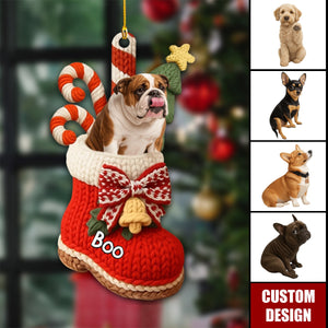 Personalized Dog In Christmas Shoe Ornament- Gift For Dog Lovers
