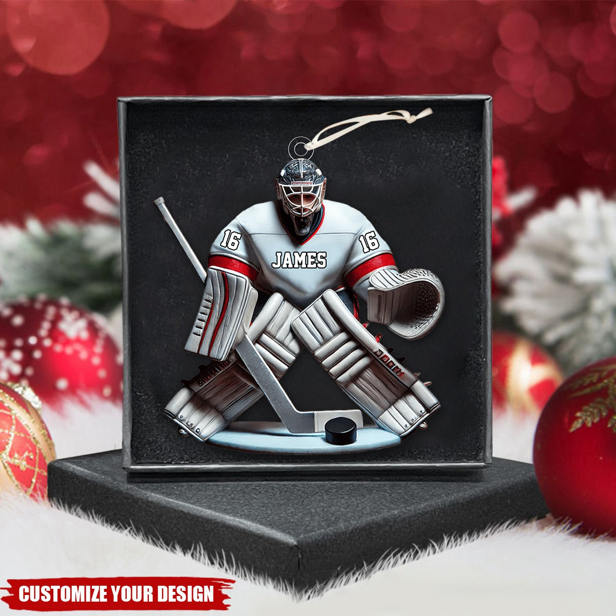 Personalized Hockey Goalie Christmas Ornament