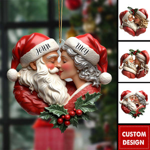 Personalized Romantic Santa Couple Christmas Ornament - Gift For Couple