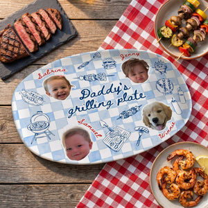 Personalized Baby Face Photo Dad's Grilling Plate - Father’s Day Gift for Dad