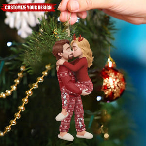 Personalized Couple Hugging & Kissing Acrylic Ornament