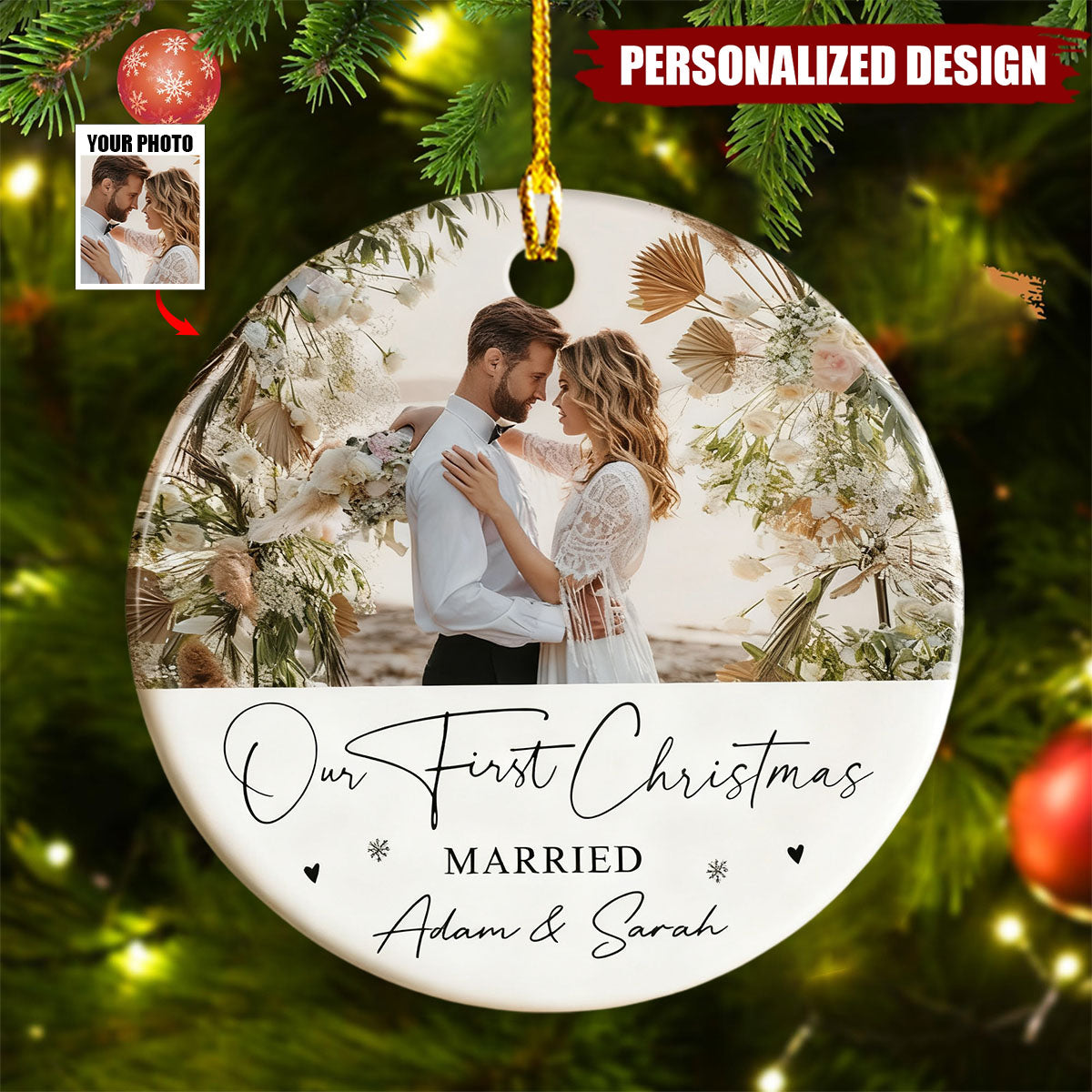 Personalised 1st Christmas as Mr and Mrs Ceramic Ornament