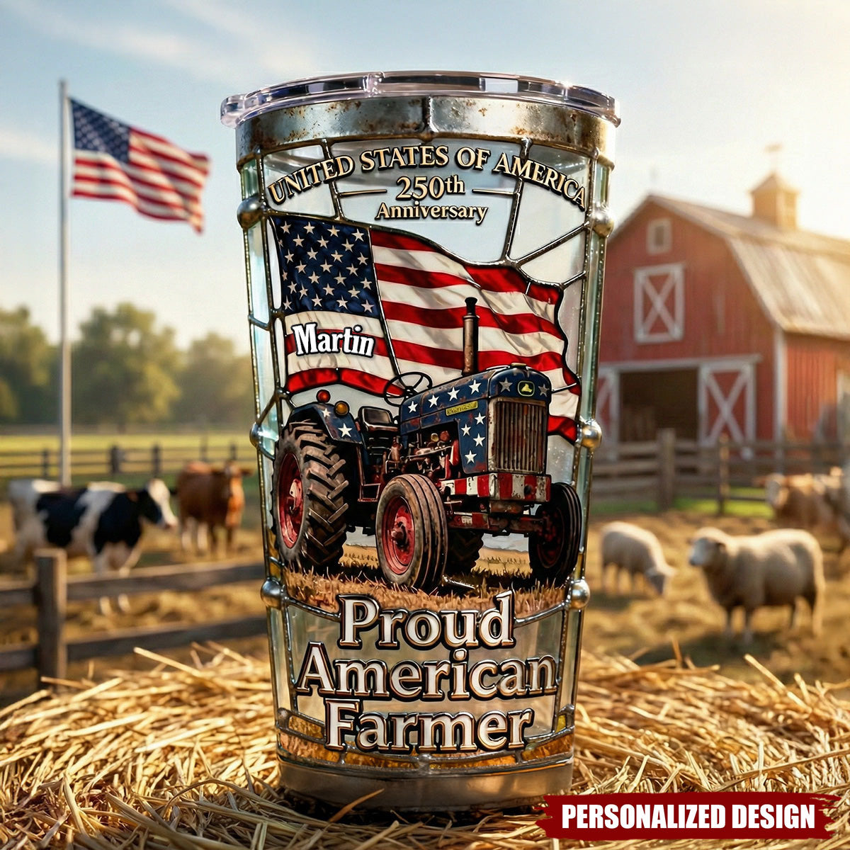 Personalized Proud American Farmer Tumbler-Gifts For Farmers