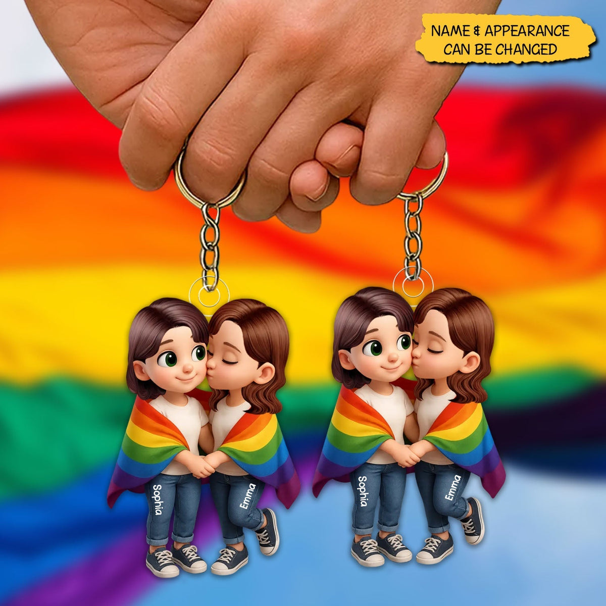 Pride Month LGBT Couple Love Is Love - Personalized Acrylic Keychain, Gift for him Or her