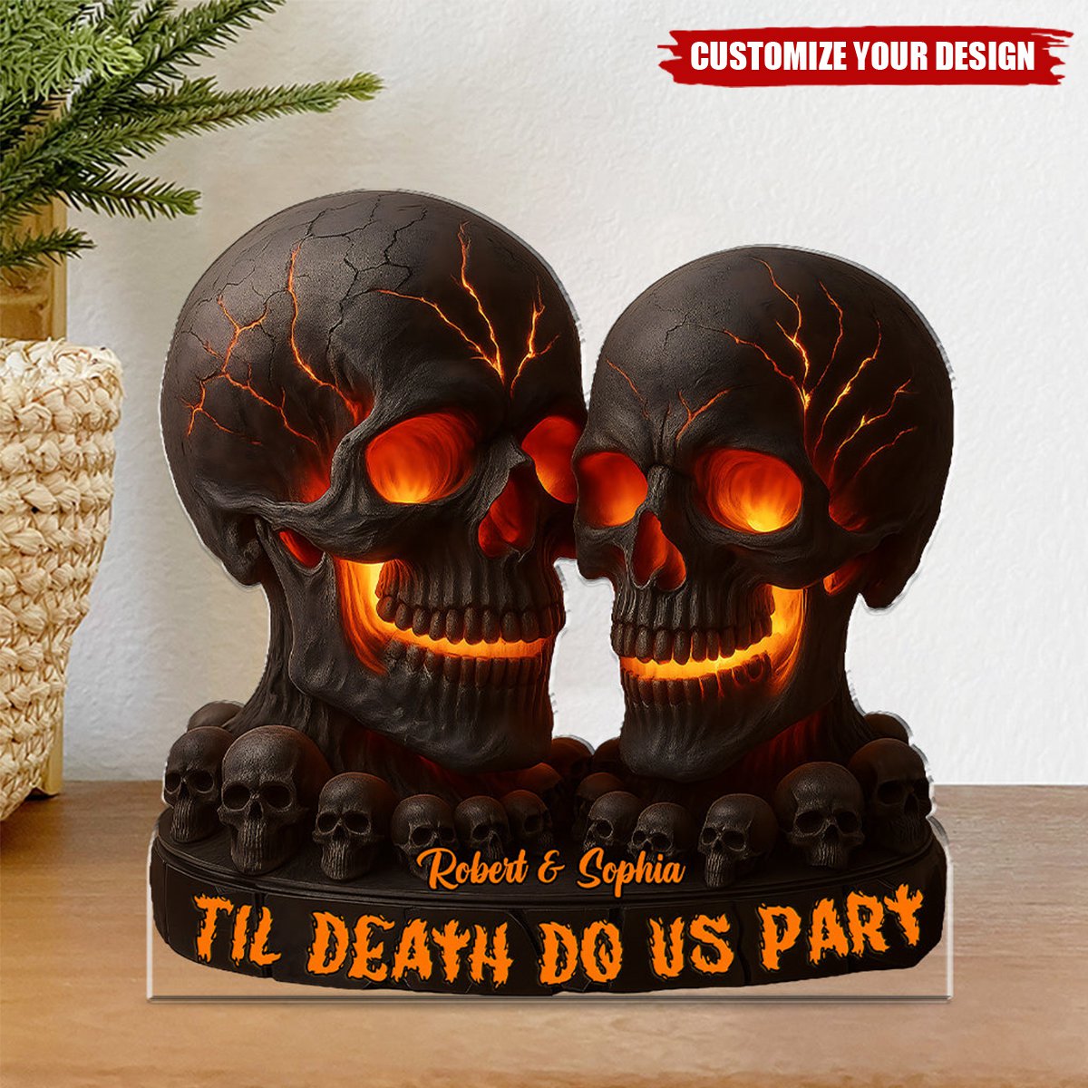 Til Death Do Us Part - Personalized Skull Custom Shaped Acrylic Plaque