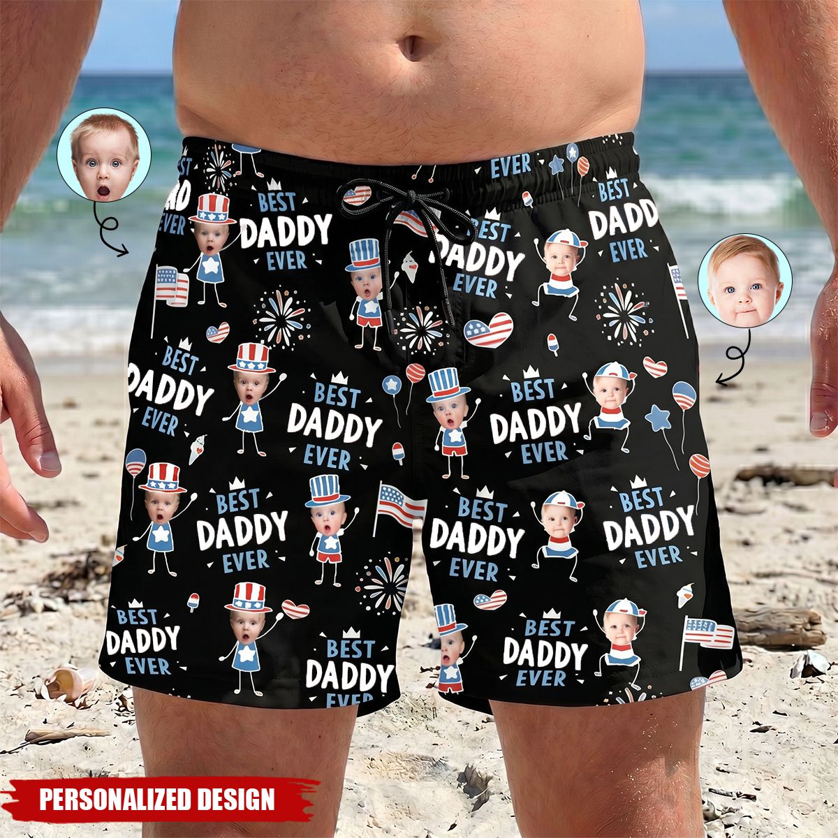 Best Dad Ever USA Flag - Personalized Shorts