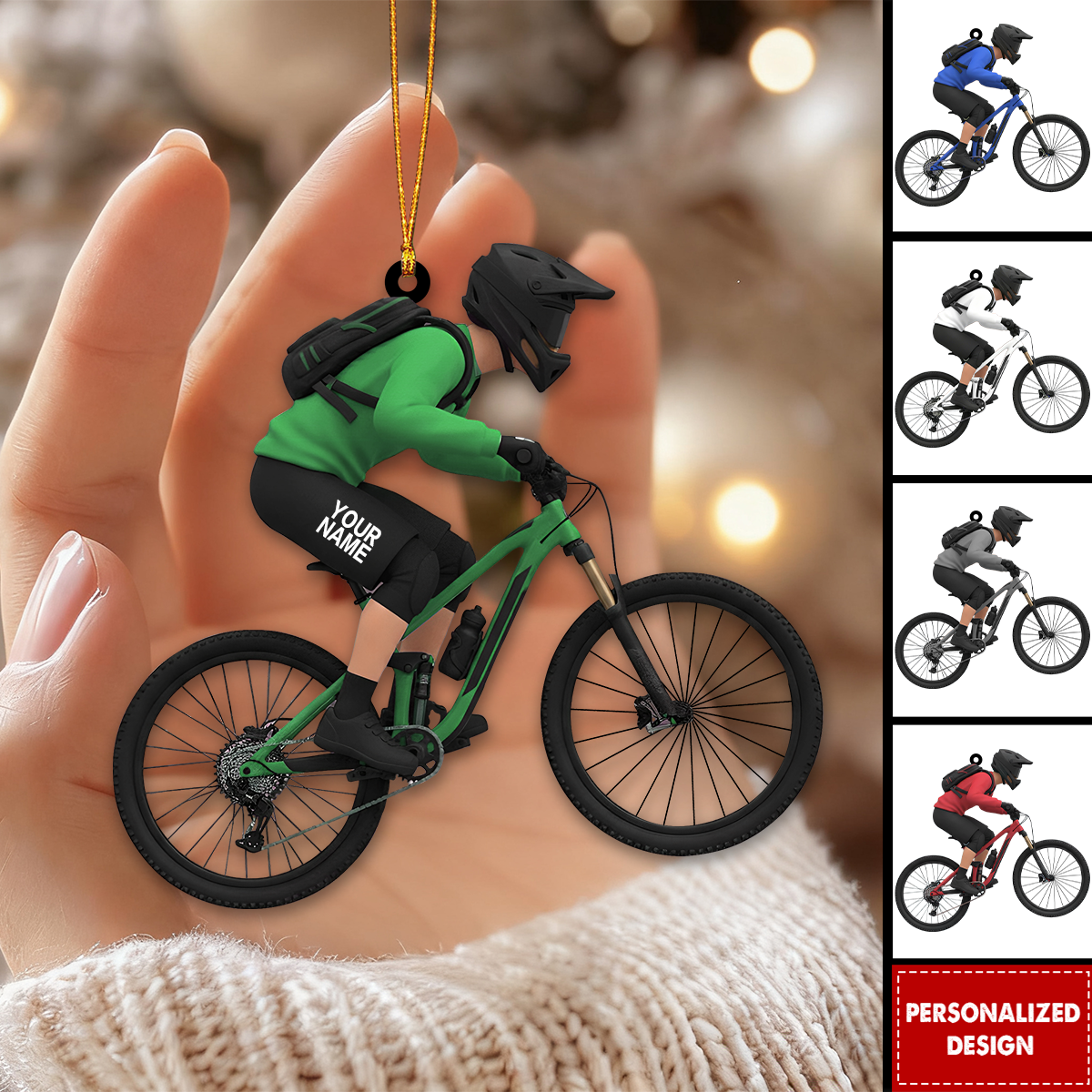 Personalized Mountain Bike Christmas Ornament-Gift for Cyclist Biker Athlete