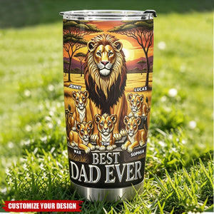 Bold Lion Best Dad Ever Personalized Name Tumbler, Father's Day Gifts