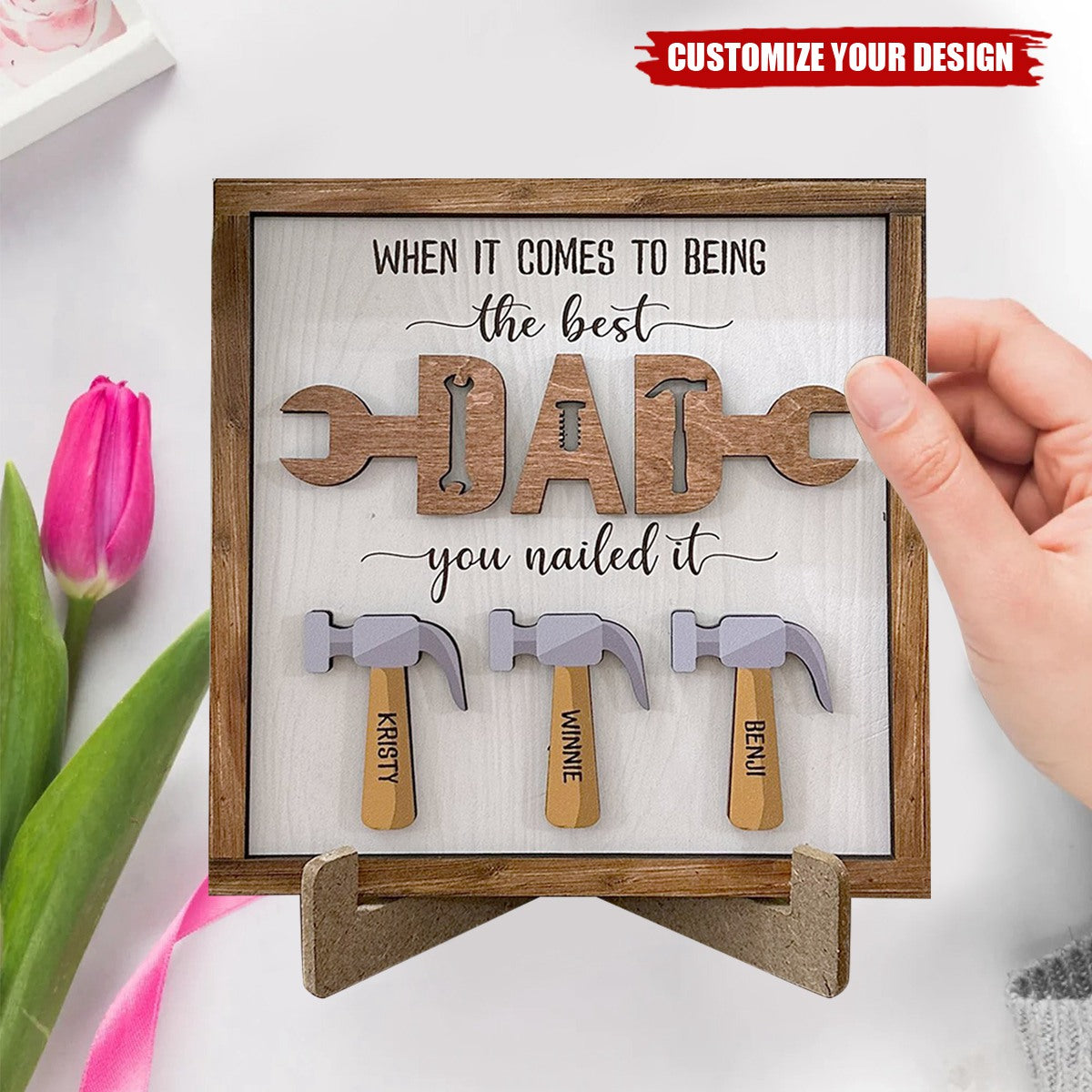 The Best Dad-Personalized 2-Layered Wooden Plaque-Father’s Day Gift