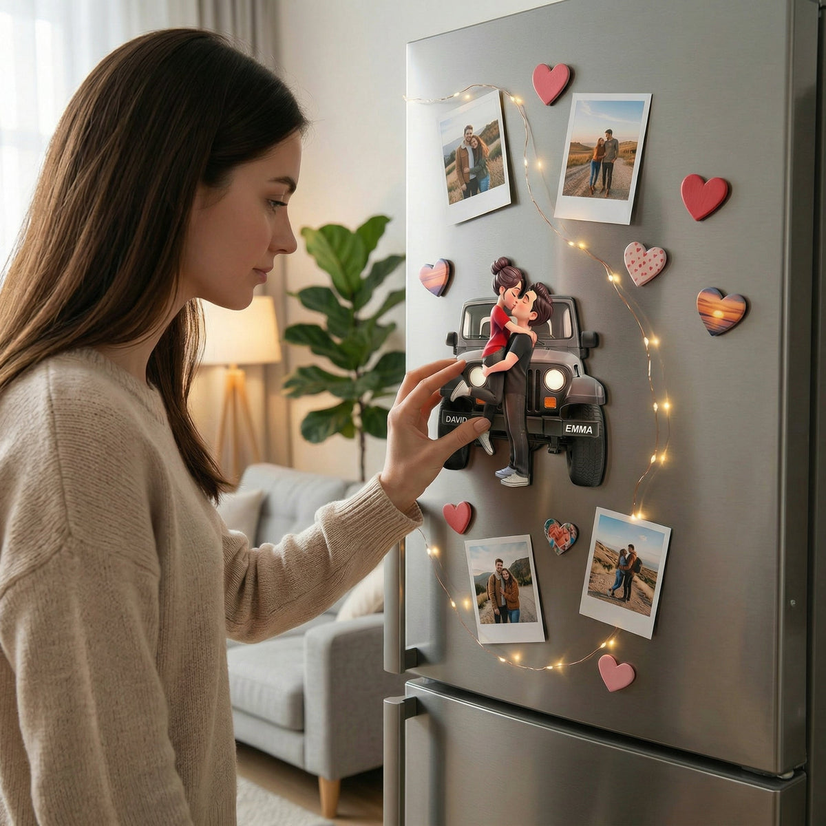 Personalized Romantic Couple Magnetic Acrylic Fridge Magnet - Gift For Couple