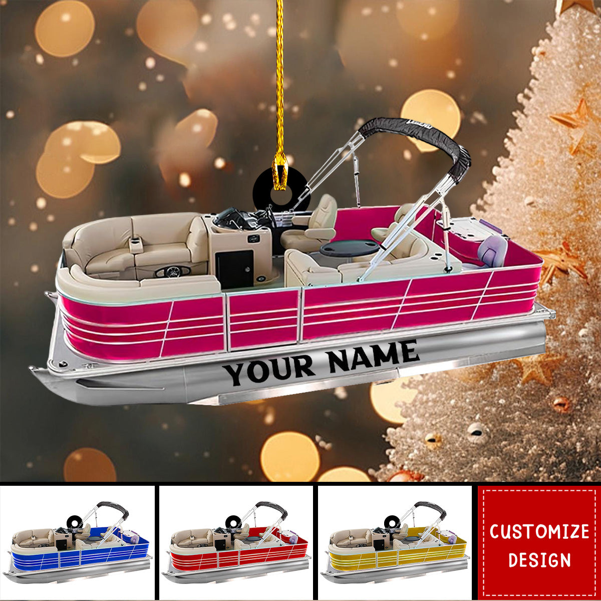Personalized Pontoon Boat Acrylic Christmas Ornament - New Release