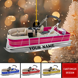 Personalized Pontoon Boat Acrylic Christmas Ornament - New Release