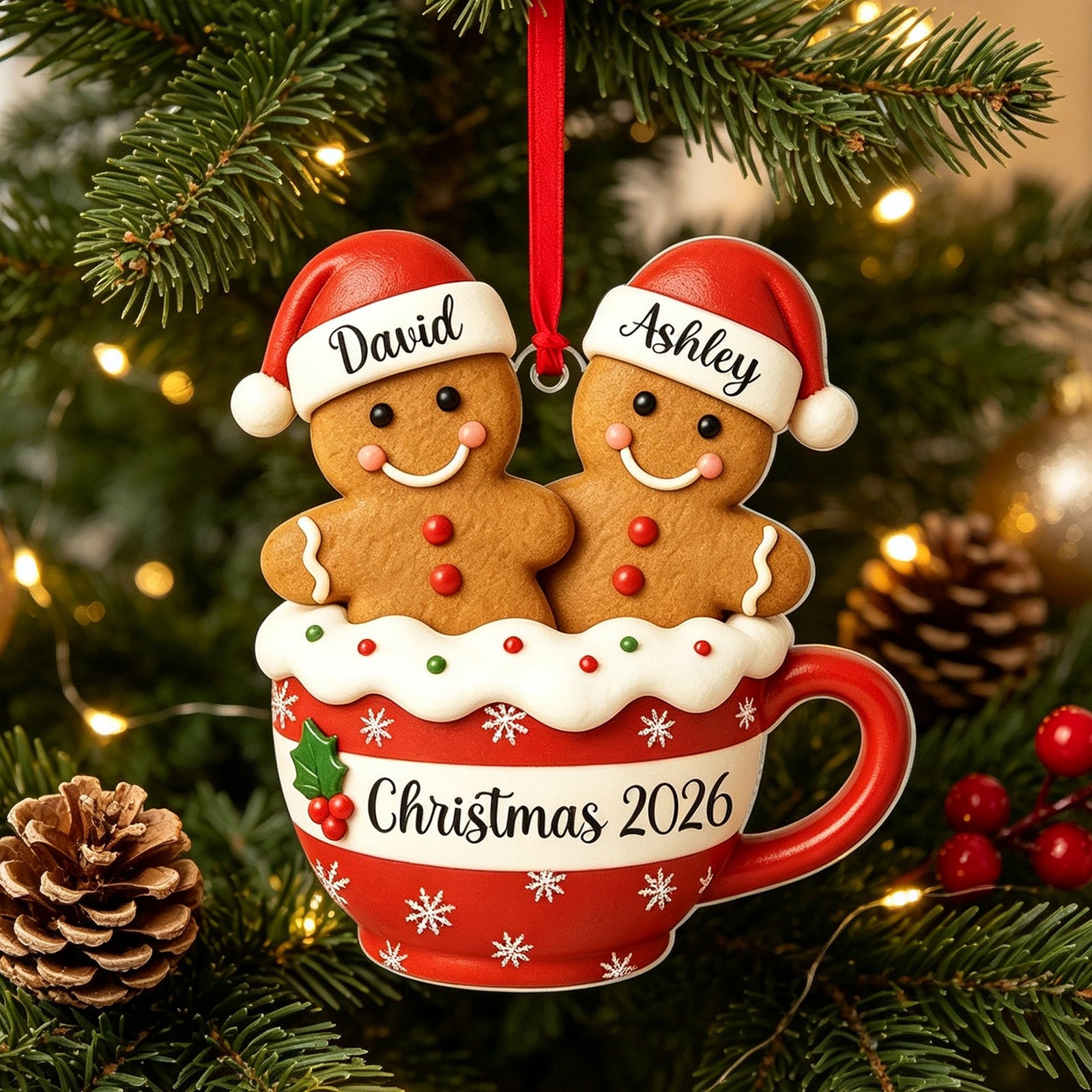 Personalized Gingerbread Couple Christmas Ornament, Gift For Couples