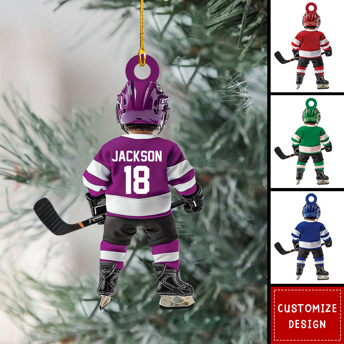 Personalized Hockey Kid Christmas Ornament-Gifts For Hockey Lover-2024 New Release