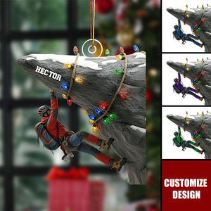 Holiday Climbing - Personalized Rock Climbing Ornament