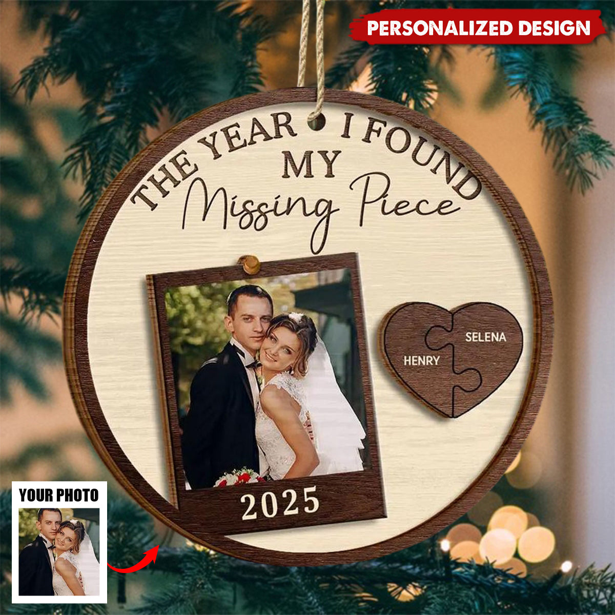 The Year I Found My Missing Piece-Personalized Photo Couple Ornament