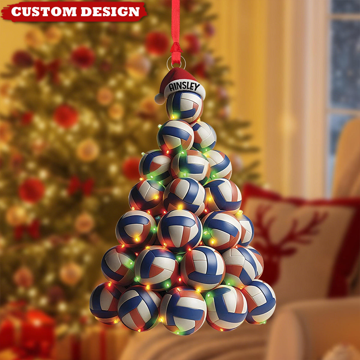 Personalized Volleyball Tree Ornament – Custom Sports Xmas Gift