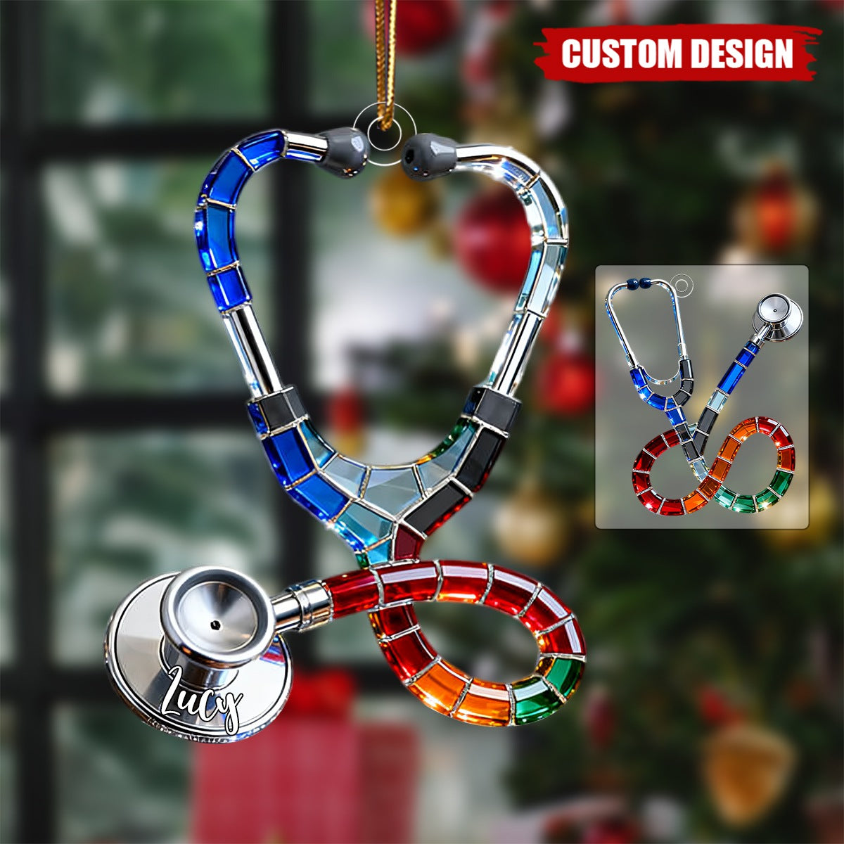 Personalized Stethoscope Christmas Ornament