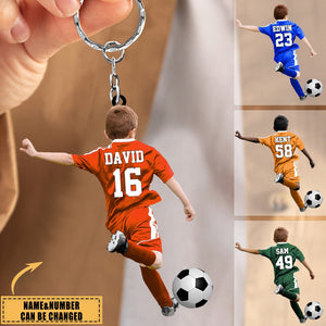 Custom Personalized Football/Soccer Boy Acrylic Keychain, Gift For Football/Soccer Lovers