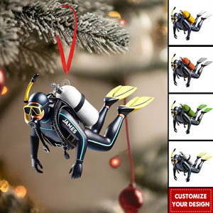 Personalized Acrylic Diver Ornament, Custom Scuba Diving Christmas Decoration