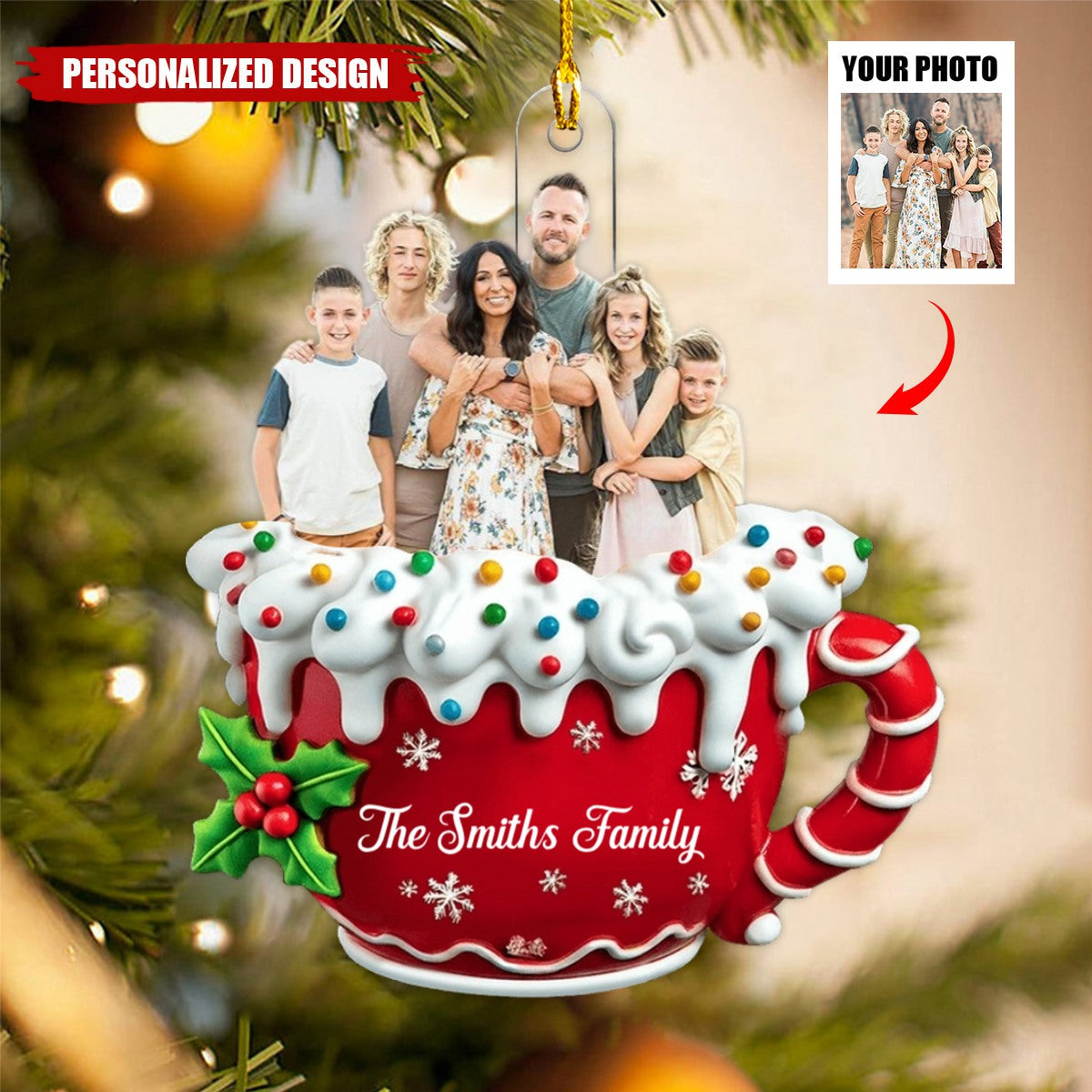 Merry Christmas-Personalized Upload Image Christmas Ornament, Gift For Family