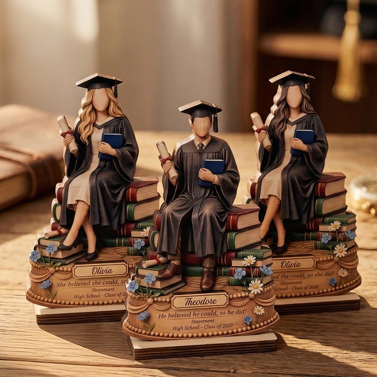 Custom Graduation Photo Plaque Wood Block Plaque, Class of 2026 Keepsake