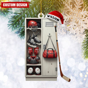 Personalized Hockey Closet Ornament, Flat 2D Ornament, Gift For Colleagues, Gift For Hockey Lover, Christmas Tree Hanging Decor