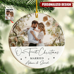 Personalised 1st Christmas as Mr and Mrs Ceramic Ornament