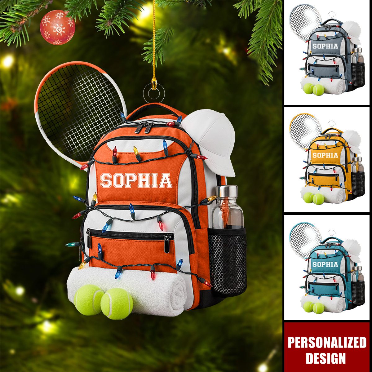 Personalized Tennis Backpack Ornament Gift for Tennis Players