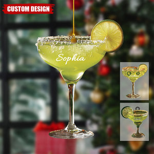 Personalized Margarita Cocktail Acrylic Christmas Ornament