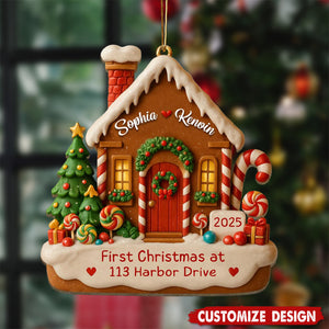 Personalized New Home Gingerbread Christmas Acrylic Ornament