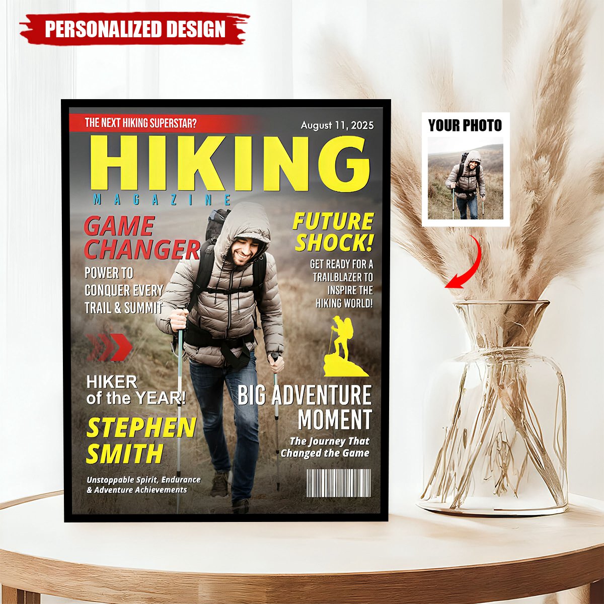 Custom Hiking Magazine Cover Poster, Gift For Hiking Lover