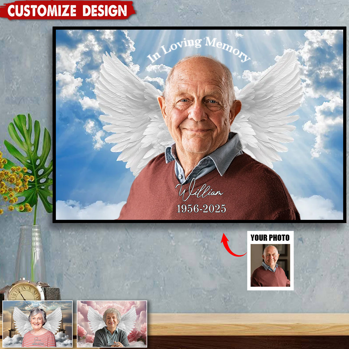 Gateway To Heaven Memorial - Personalized Upload Photo Poster - Memorial Keepsake of Lost Loved Ones