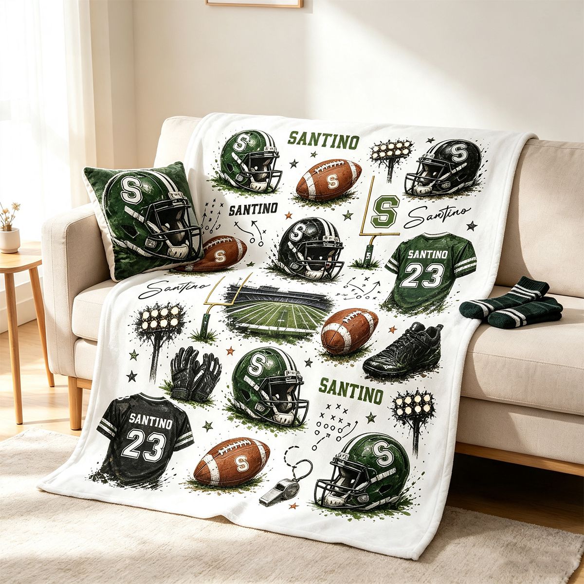 Personalized American Football Blanket, American Football Gift