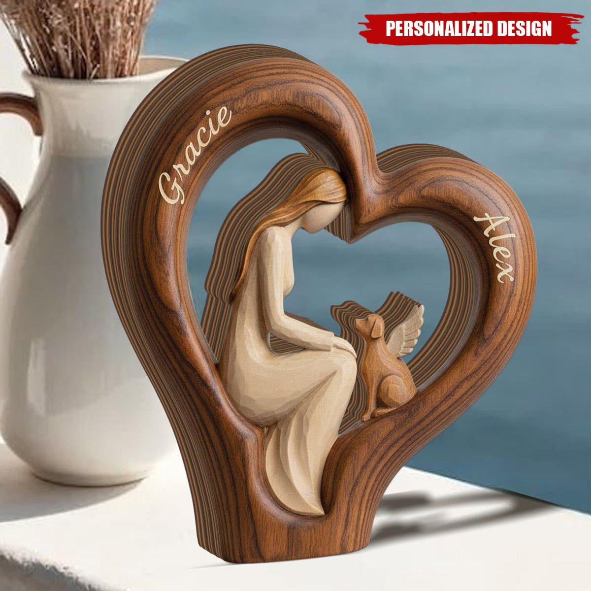 Personalized Dog Memorial Wooden Plaque-Pet Loss Sympathy Gift