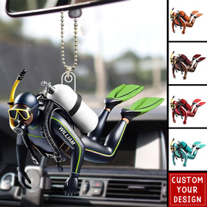 Personalized Acrylic Diver Car Ornament, Custom Scuba Diving Decoration