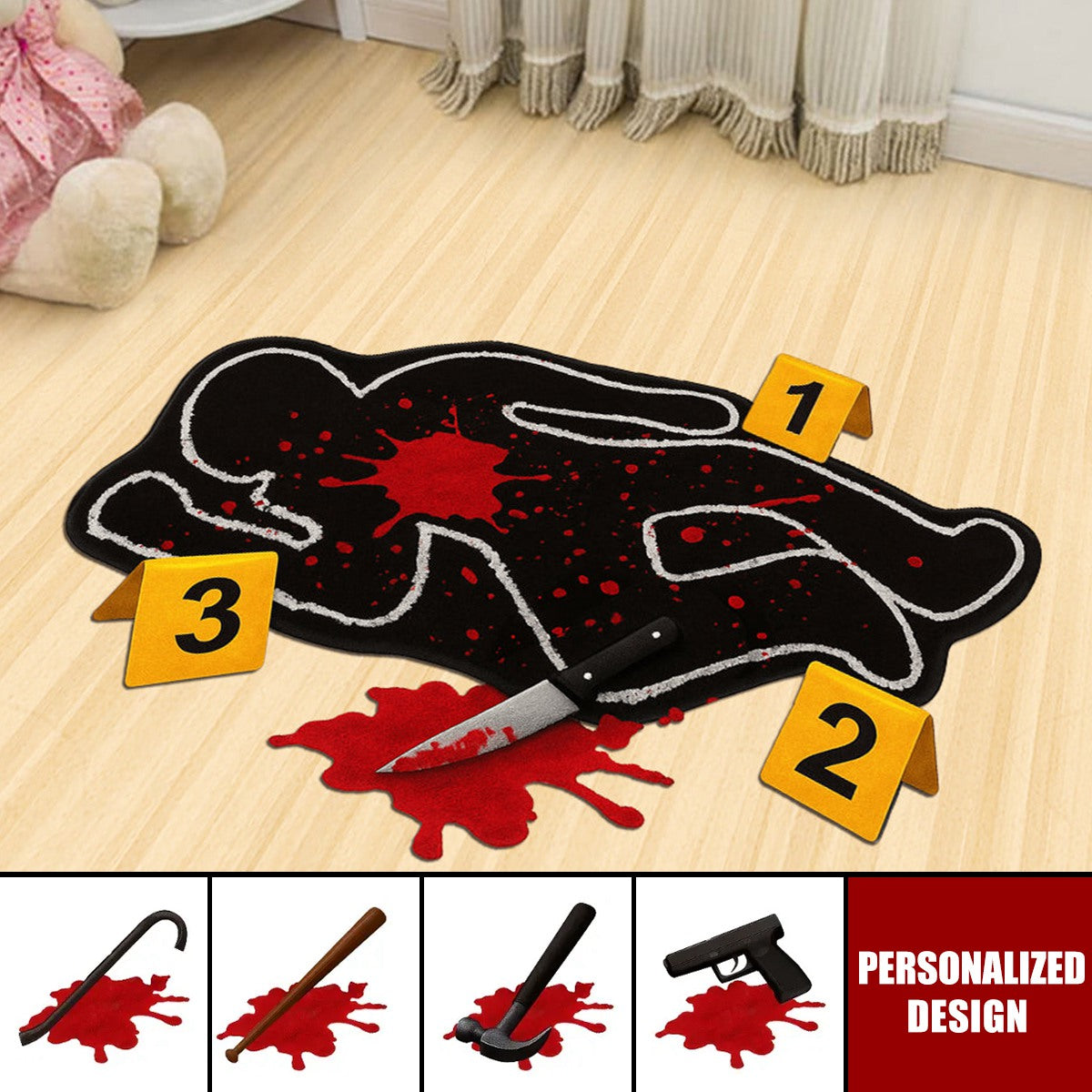 Funny Crime Scene Rug - Personalized True Crime Shaped Doormat