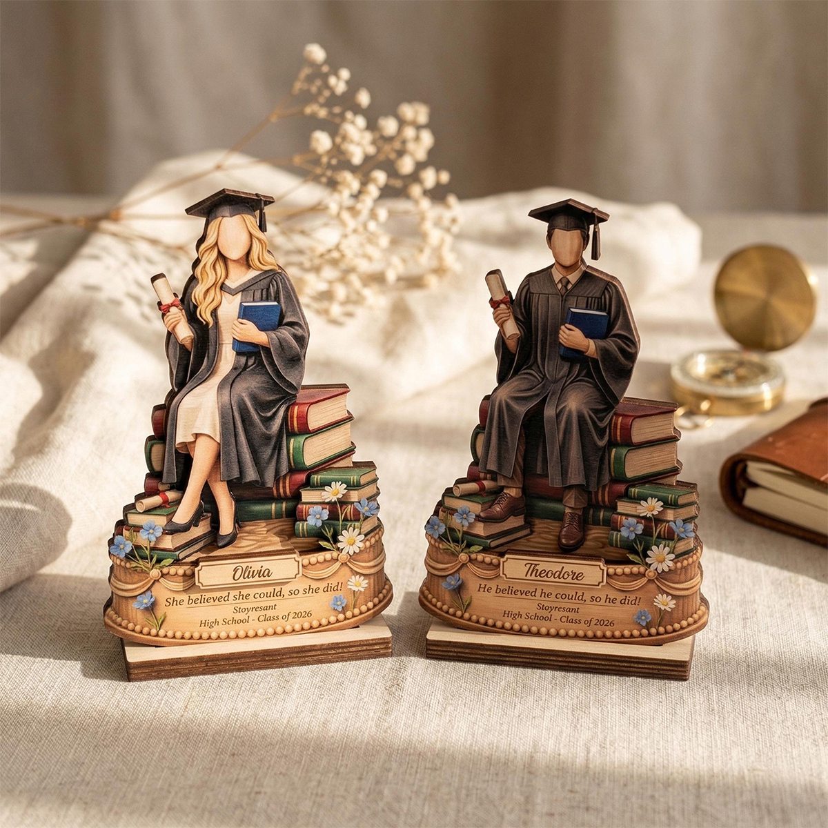 Custom Graduation Photo Plaque Wood Block Plaque, Class of 2026 Keepsake