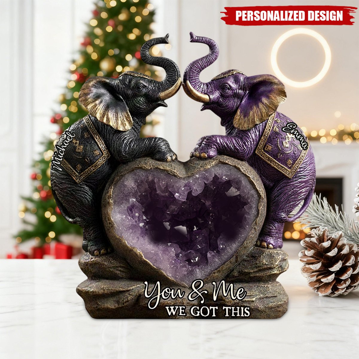 You & Me We Got This-Personalized Elephant Acrylic Plaque