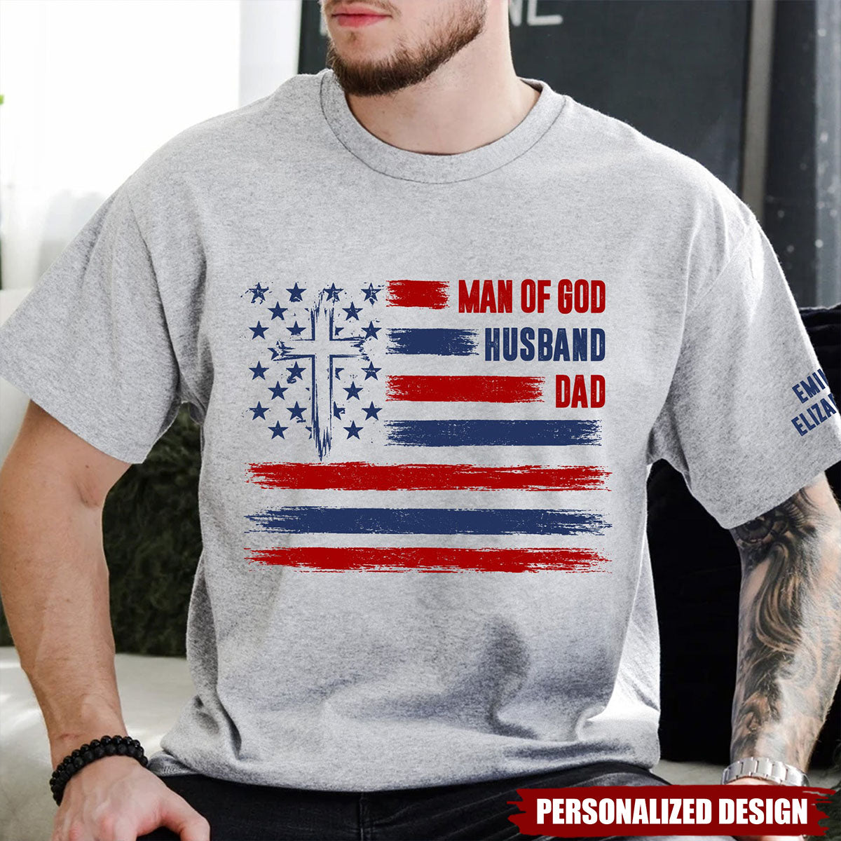 Man Of God, Husband, Dad, Papa-Personalized Shirt-Father's Day Gift