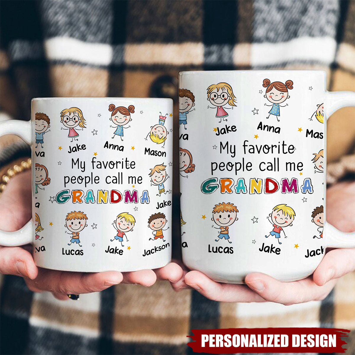 Personalized Mug-My Favorite People Call Me Grandma Doodle Colorful