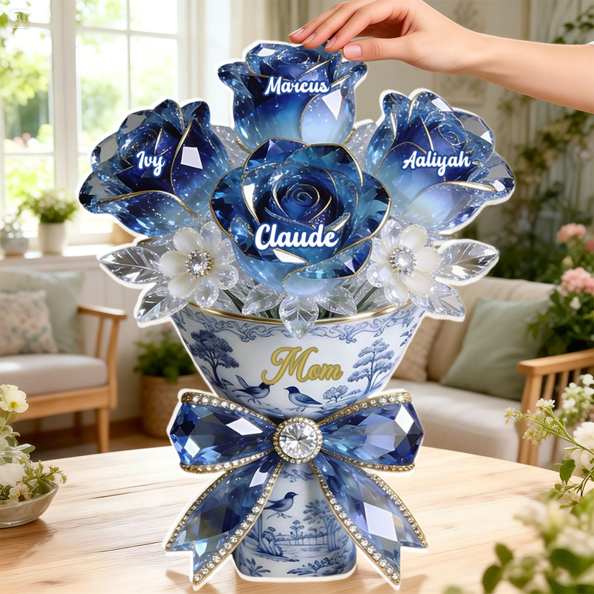 Personalized Flower Bouquet Acrylic Plaque - Gift For Mom